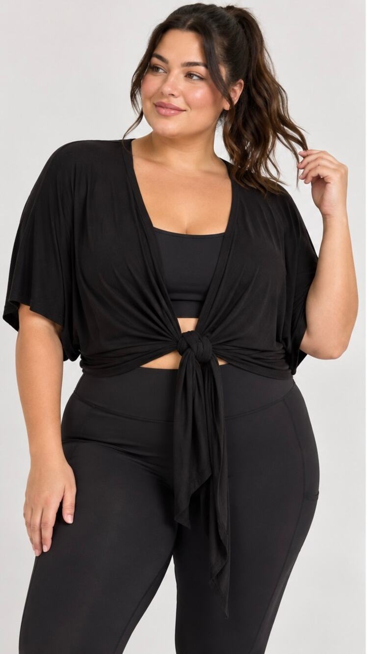 Torrid Active Black Wrap Tie Front Yoga Workout Top
